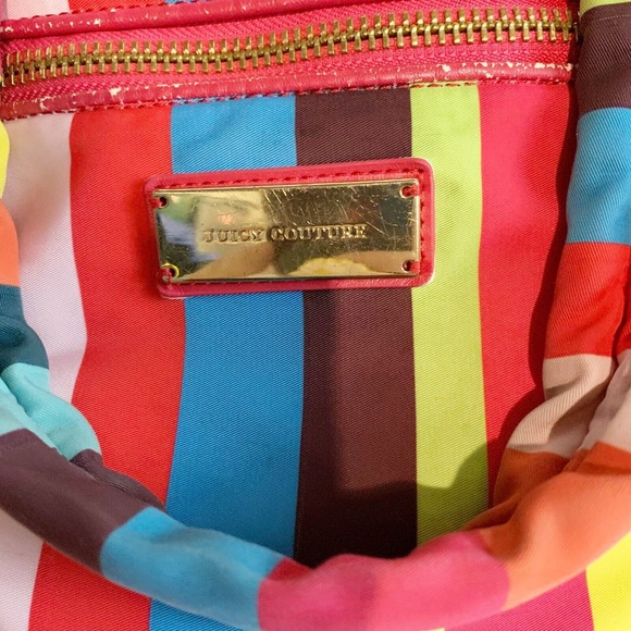 Juicy Couture Striped Fabric Purse Y2K Throwback Bag Satchel JC 90's Style - Picture 2 of 8